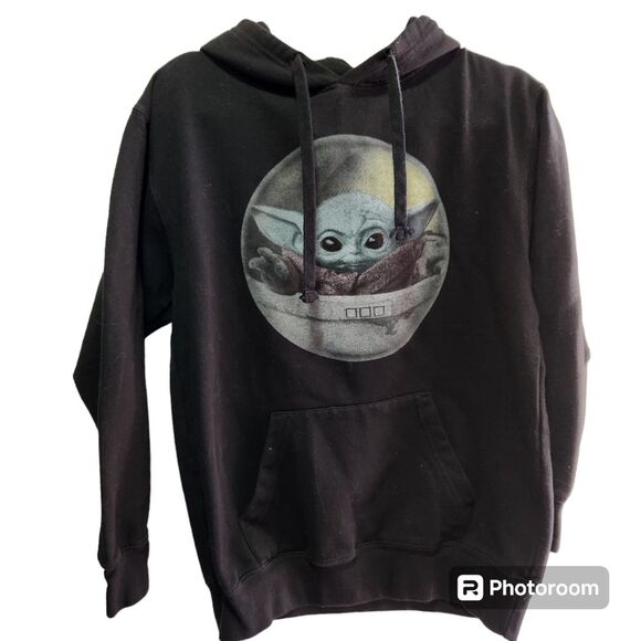 Star Wars The Child Grogu in Carrier Hooded Sweatshirt Womens SZ Small Kidcore - Picture 1 of 4